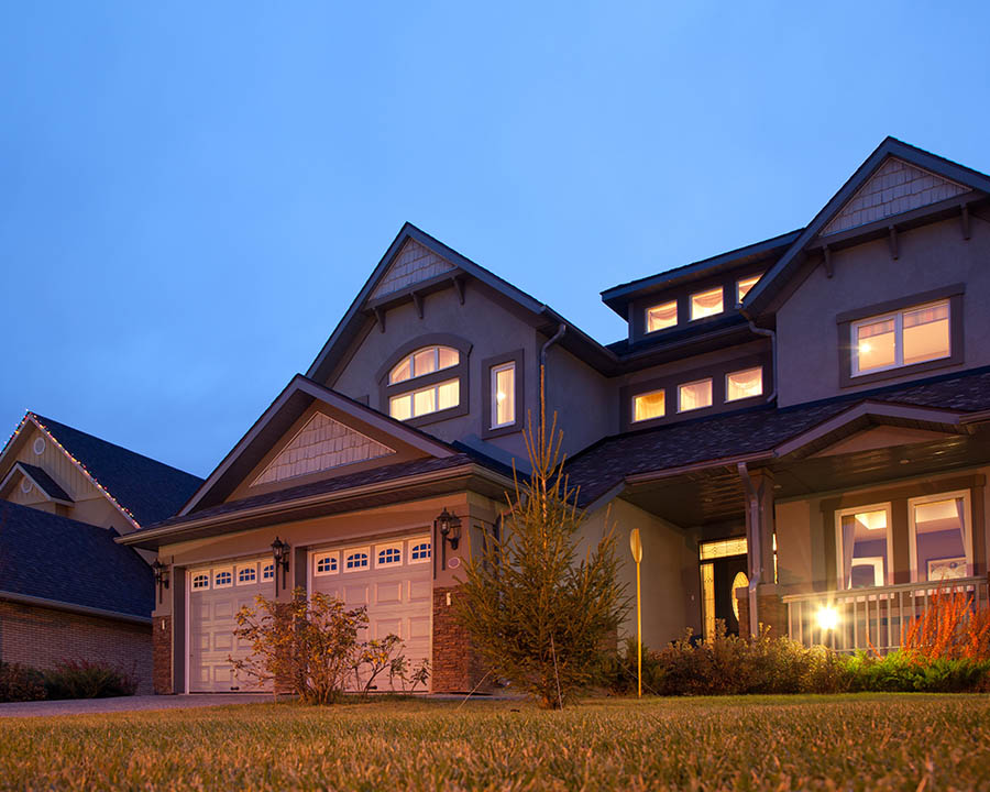 Light on in house in the evening